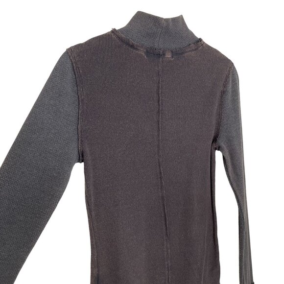 Free People We The Free Dark Brown/Gray Long Sleeve Mock Neck Thermal, M - Picture 4 of 8